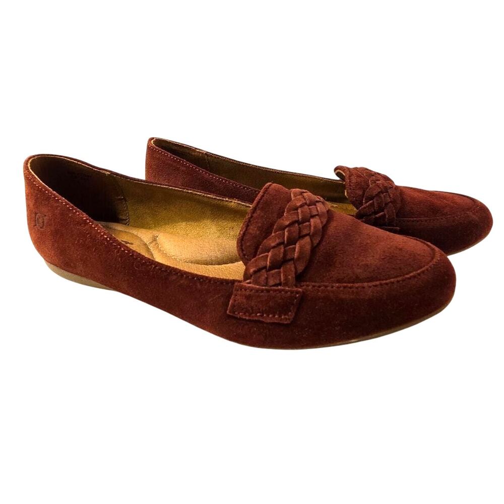 Born Women's Deep Red Suede Loafers